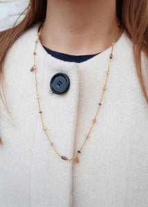 Del Mar necklace with Moonstone, Smokey Quartz and Labradorite 60 cm - gold plated