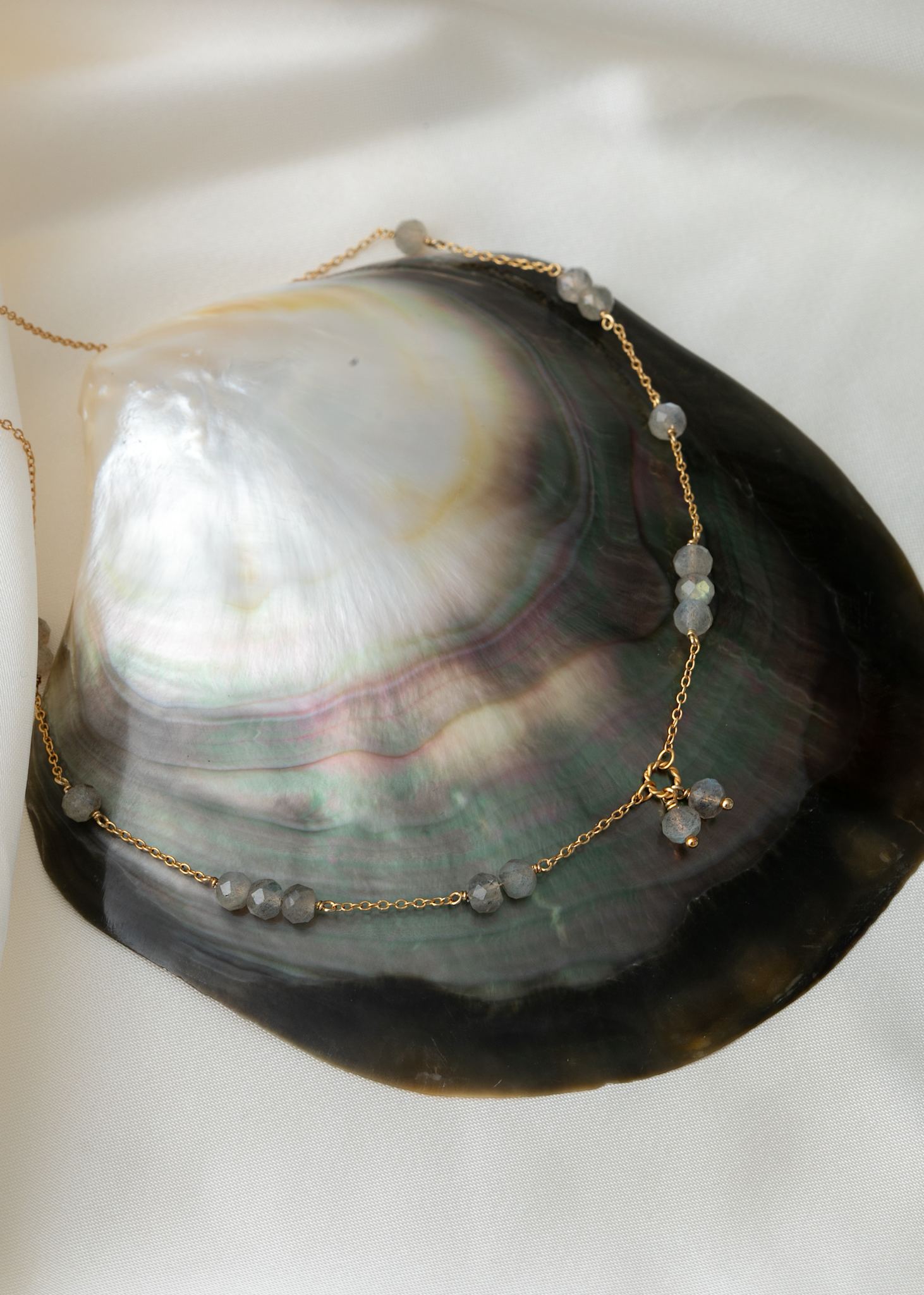 Eiffel necklace with Labradorite - gold plated