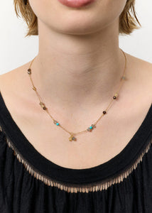 Eiffel necklace with gemstones - gold plated
