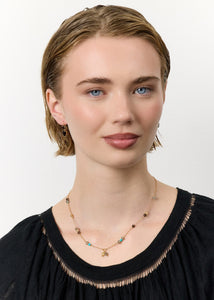 Eiffel necklace with gemstones - gold plated