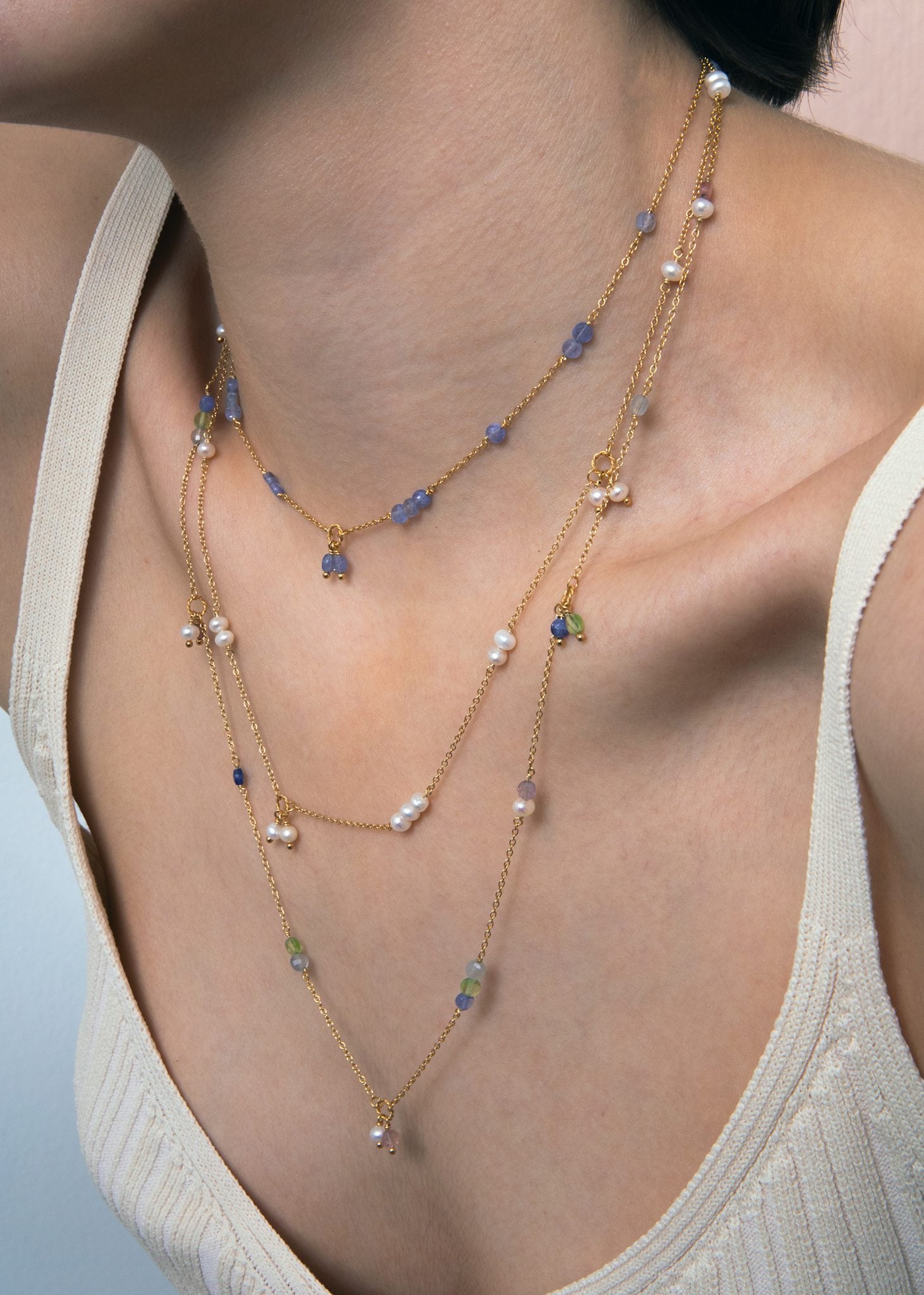 Eiffel necklace with Tanzanite - gold plated