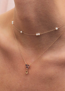 Donna necklacewith Amethyst og Champagne Quartz - gold plated
