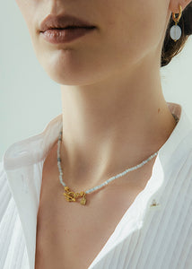 Galu beaded chain with Aquamarine - gold plated