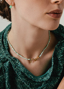 Galu beaded chain with Chrysoprase - gold plated