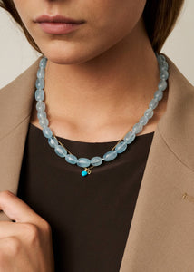 Diani beaded necklace with Aquamarine - gold plated