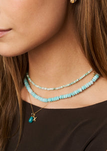 Cresent beaded necklace with Amazonite - gold plated