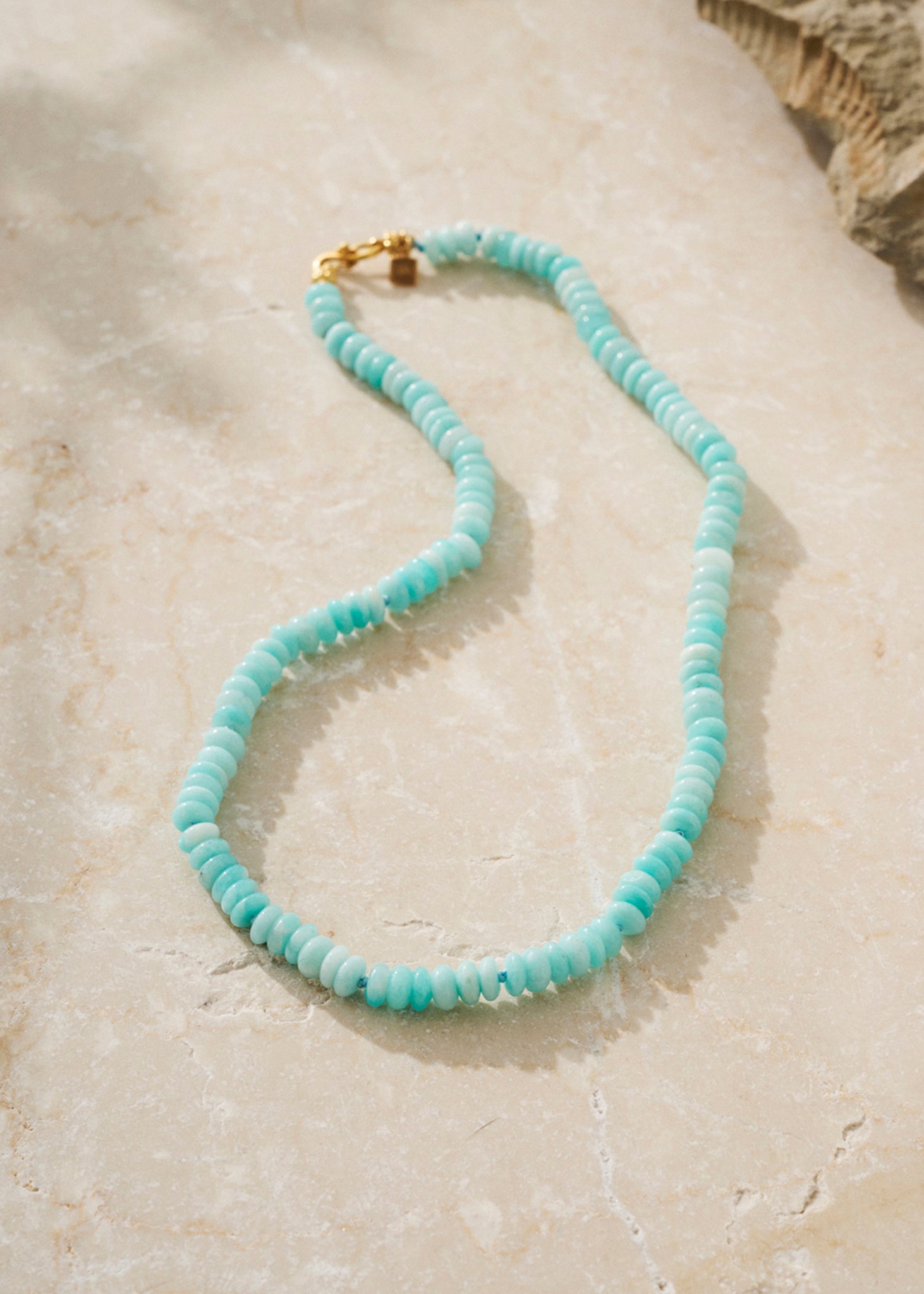 Cresent beaded necklace with Amazonite - gold plated