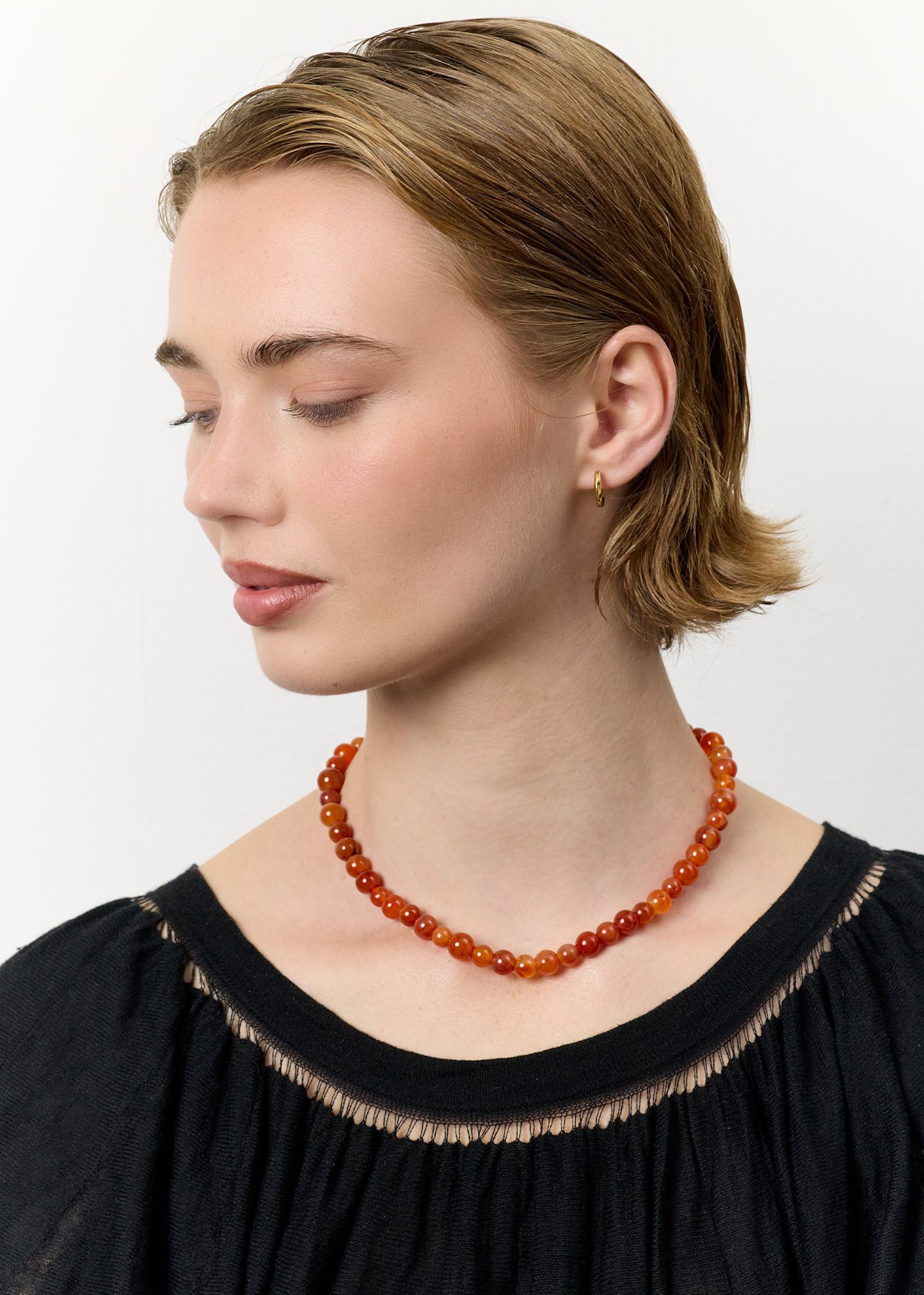 Ines necklace with Carnelian - gold plated