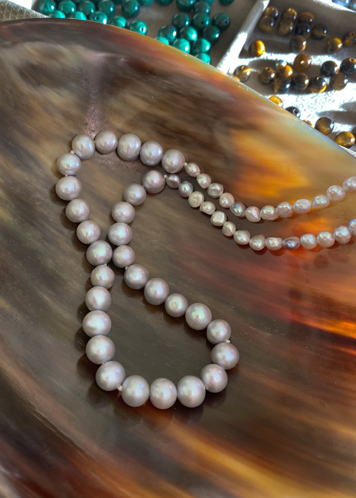 Lotus necklace with Grey Pearls - gold plated