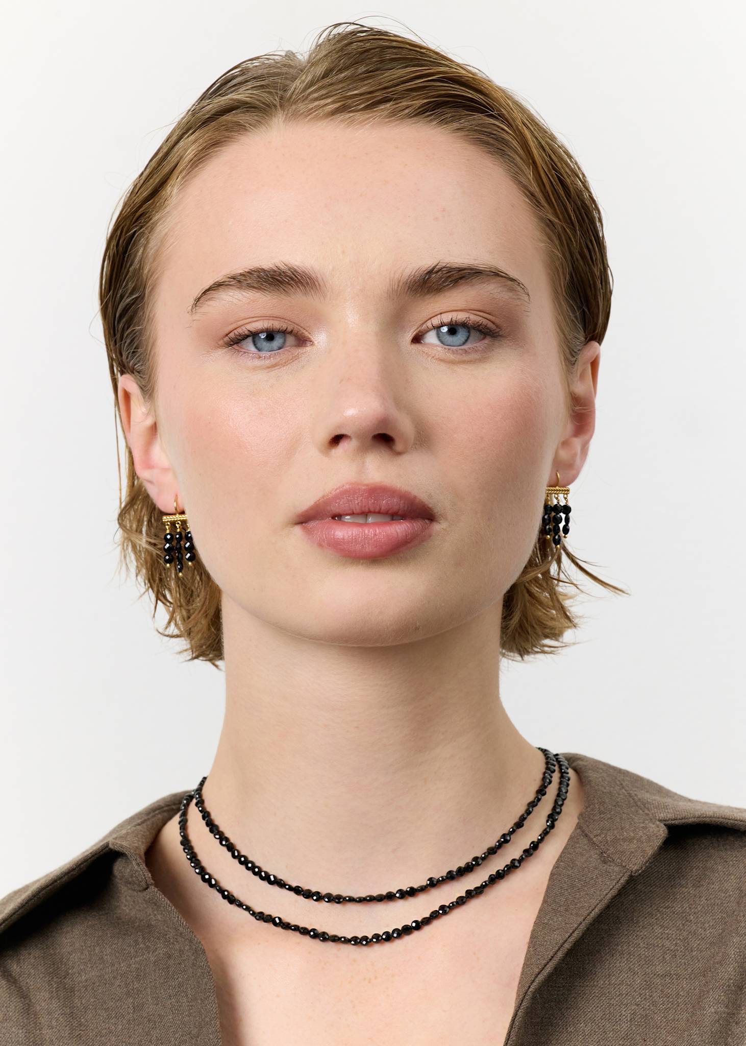 Romy necklace with Black Spinel - gold plated