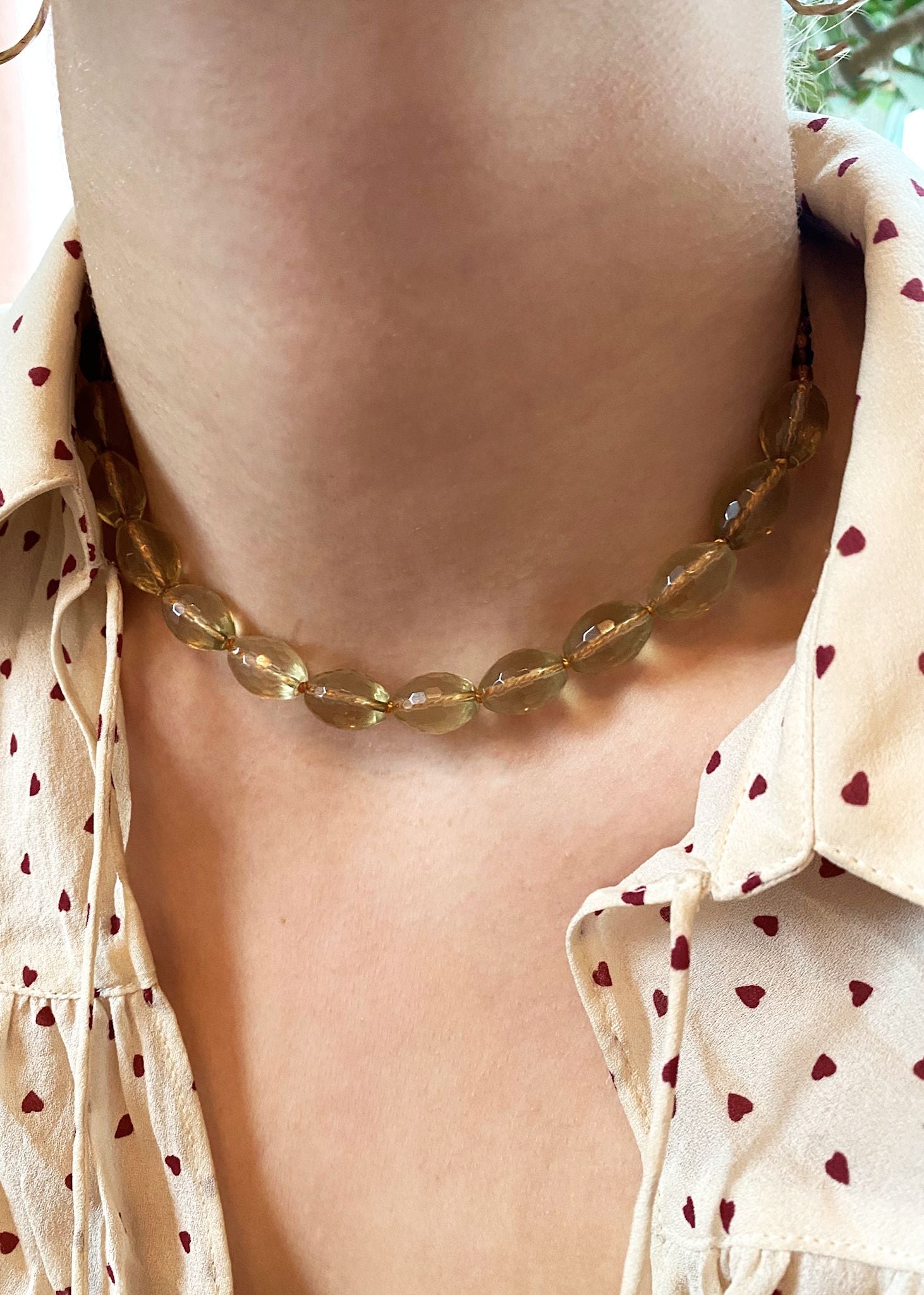 Edith necklace with Lemon Quartz and Yellow Tourmaline - gold plated