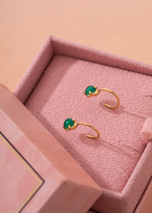 Mila earrings with Green Agate - gold plated