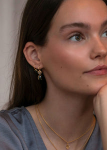 Silje earrings with Labradorite and black Star - gold plated