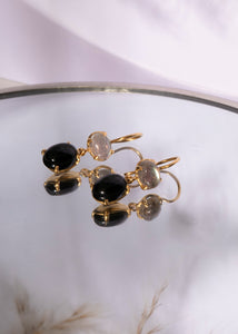 Silje earrings with Labradorite and black Star - gold plated