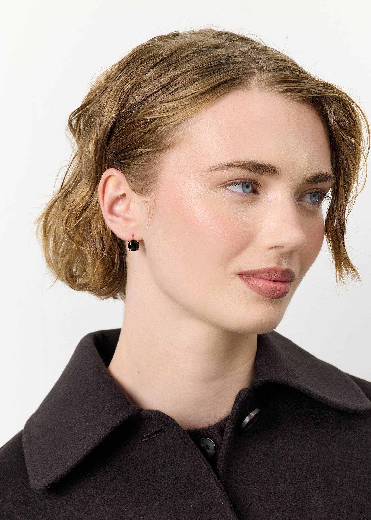 Sunset earrings with Black Agate - gold plated