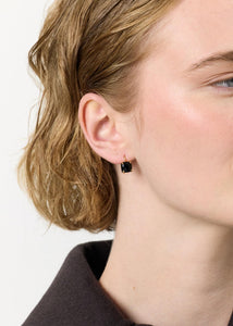 Sunset earrings with Black Agate - gold plated