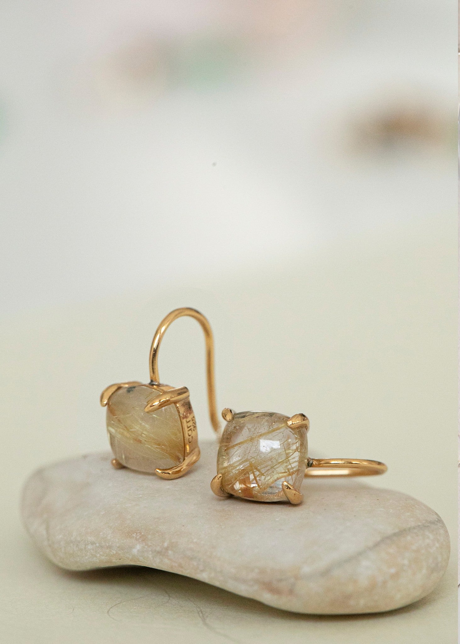 Sunset earrings with Golden Rutile Quartz - gold plated