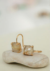Sunset earrings with Golden Rutile Quartz - gold plated