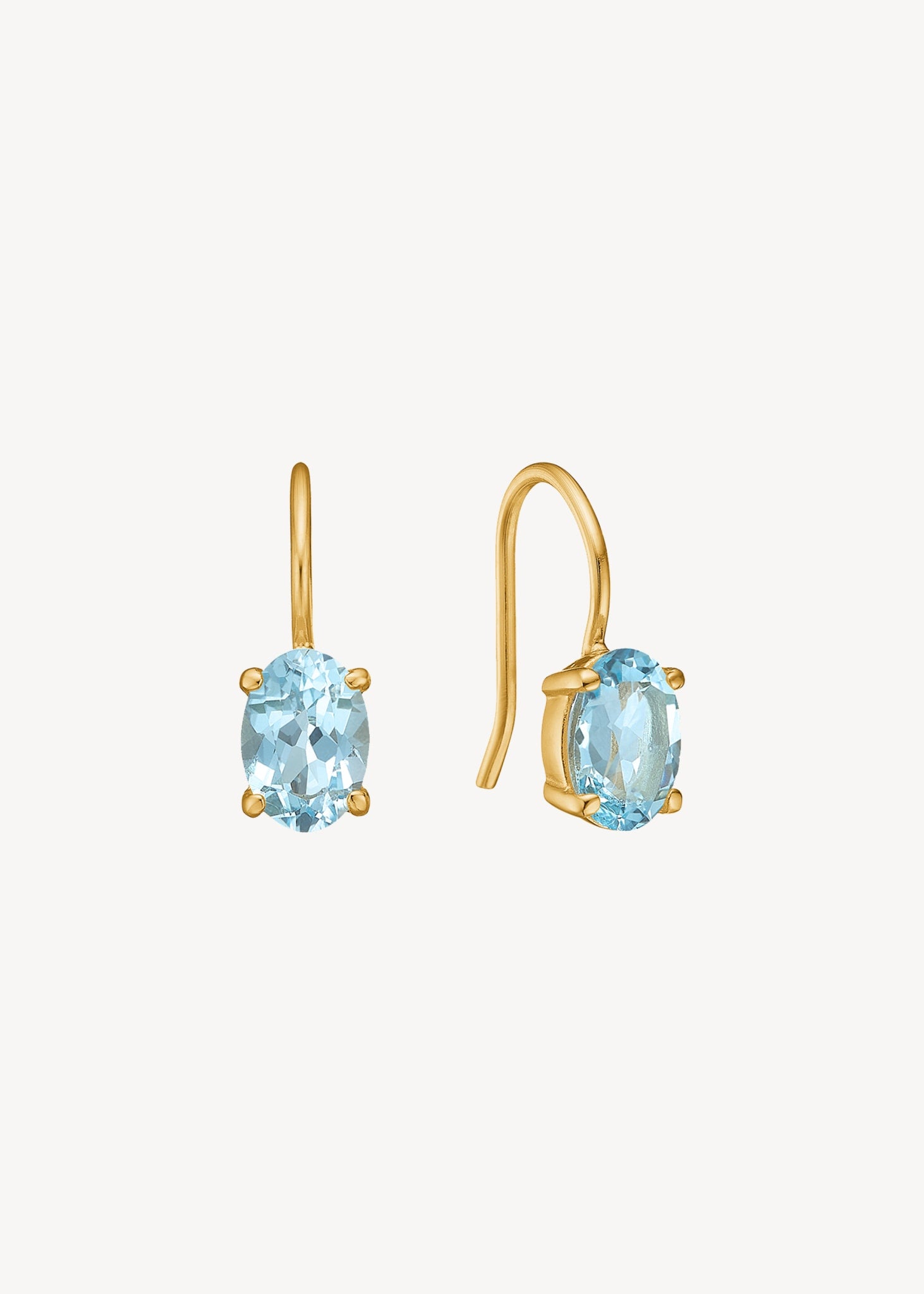 Valentine earrings with Blue Topaz - gold plated