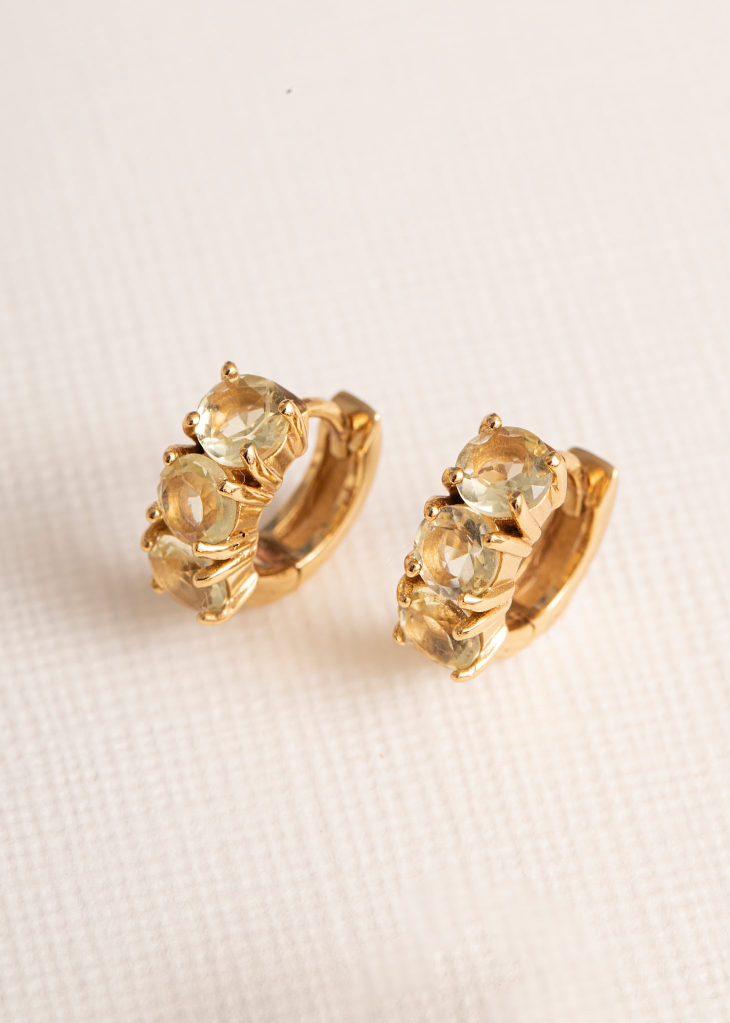 GEM hoop with Lemon Quartz 1cm 1 pc - gold plated