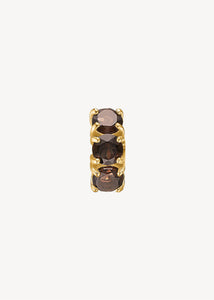 Gem huggie hoops med brune kvarts ædelsten i guldbelagt sterling sølv, elegant chunky gem huggie hoop med brune sten til ham og hende til festen