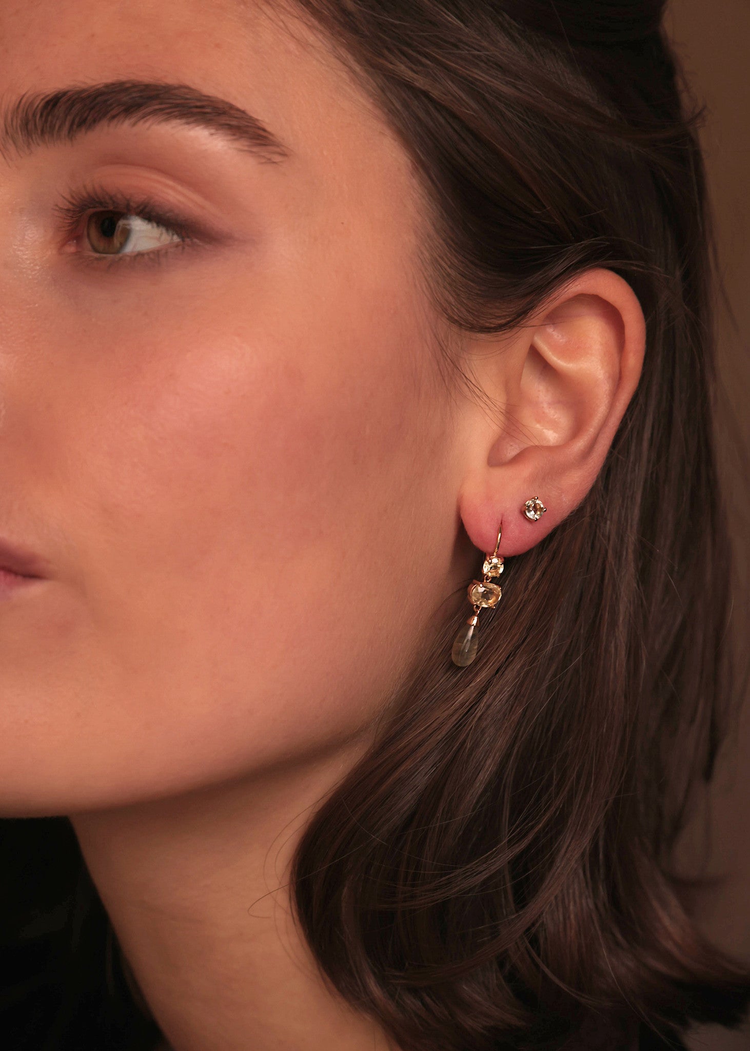 Daria earrings with Lemon Quartz and Labradorite - gold plated