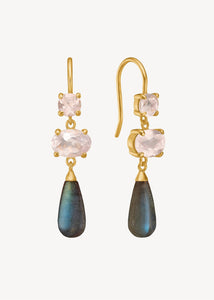 Daria earrings with Rose Quartz and Labradorite - gold plated