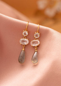 Daria earrings with Rose Quartz and Labradorite - gold plated