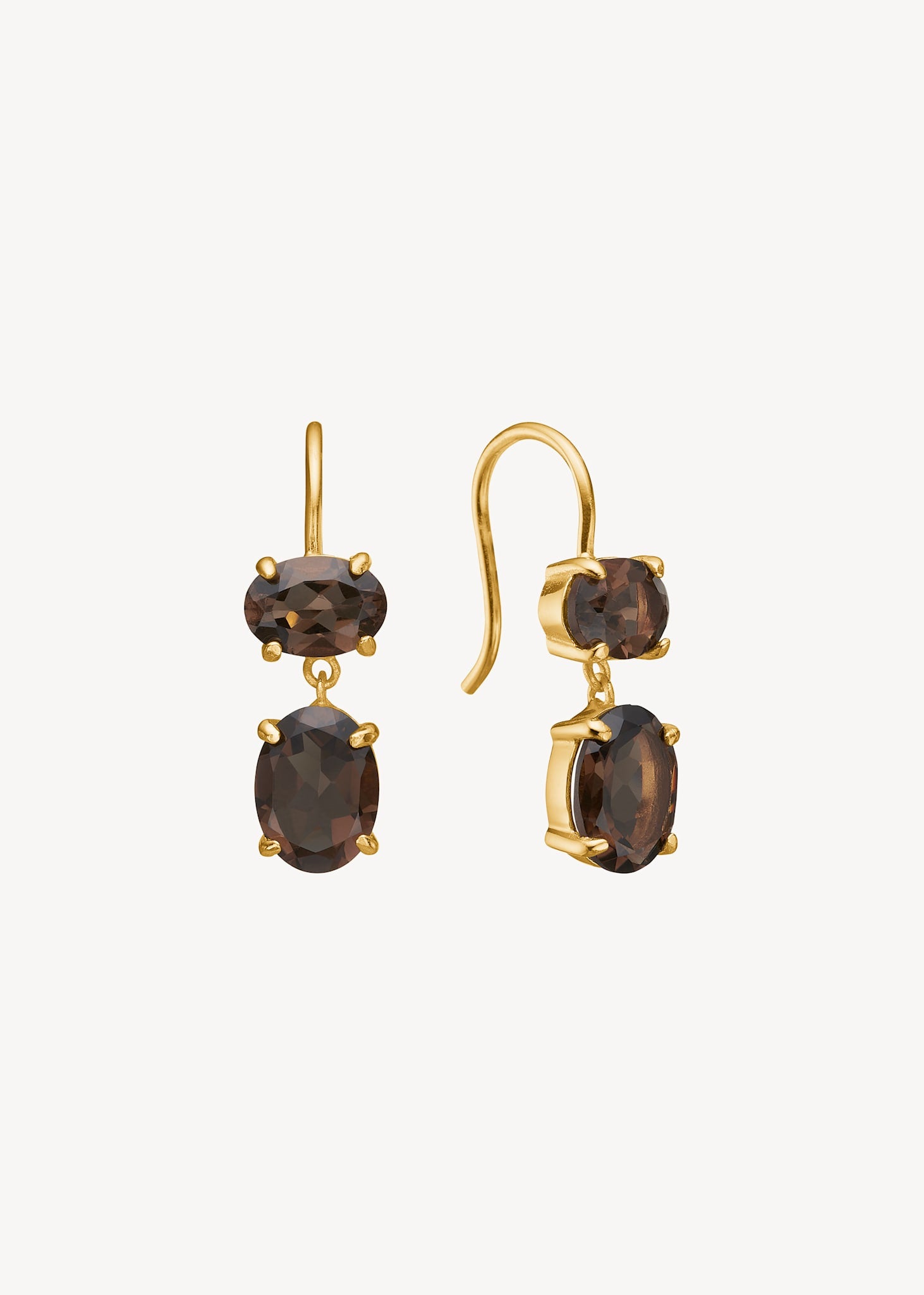 Arabella earrings with Smokey Quartz - gold plated