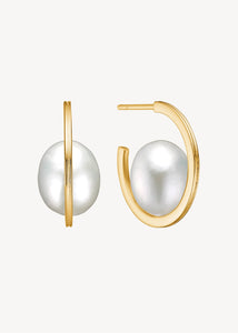 Nest hoops with Baroque Pearl - gold plated