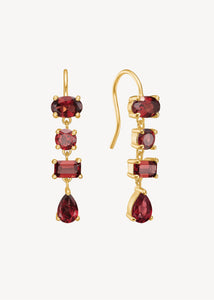 Eloise earrings with Red Garnet - gold plated