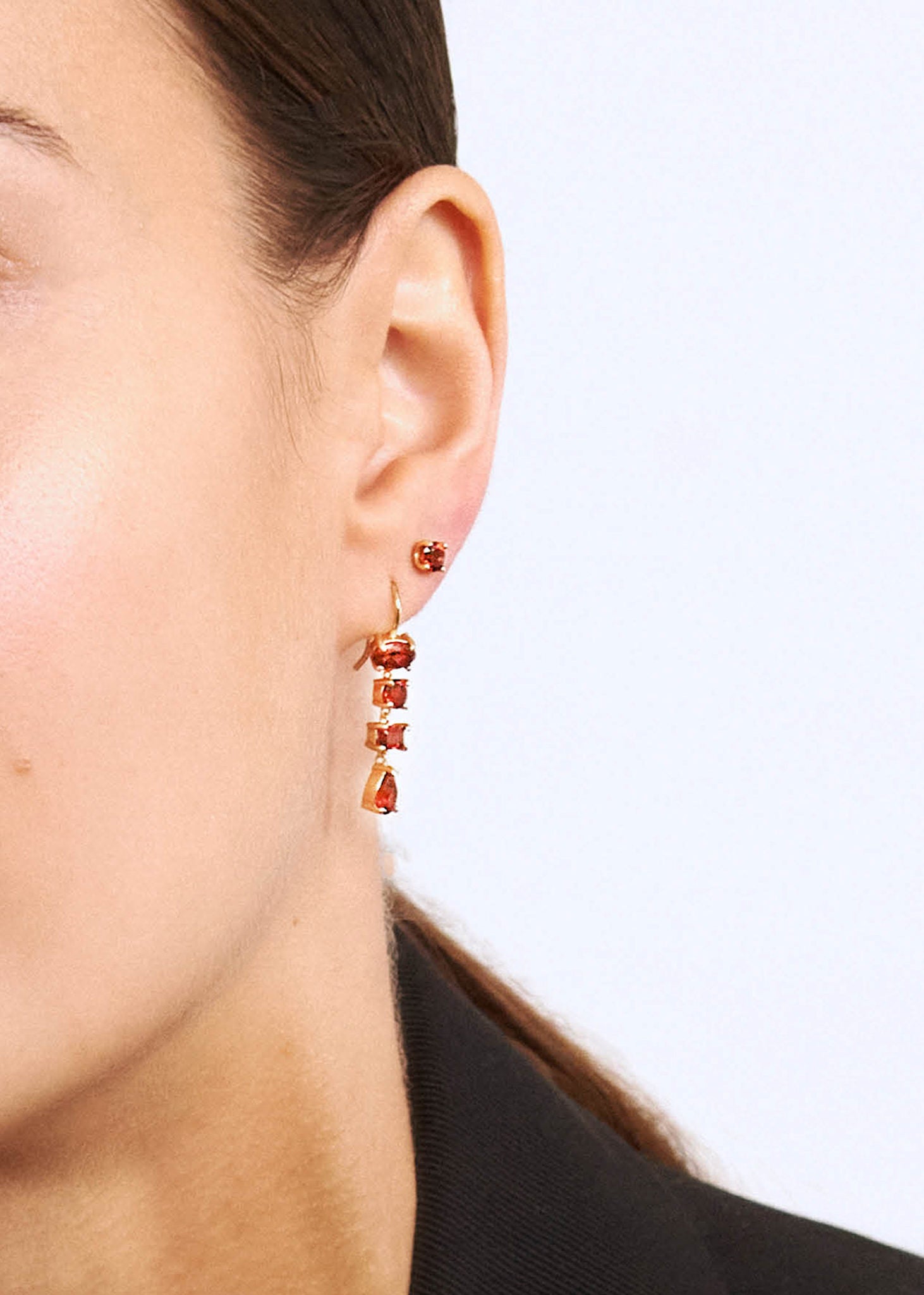 Eloise earrings with Red Garnet - gold plated