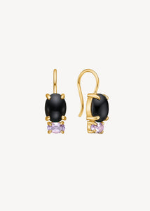 Bennett earrings with Black Agate and Amethyst - gold plated