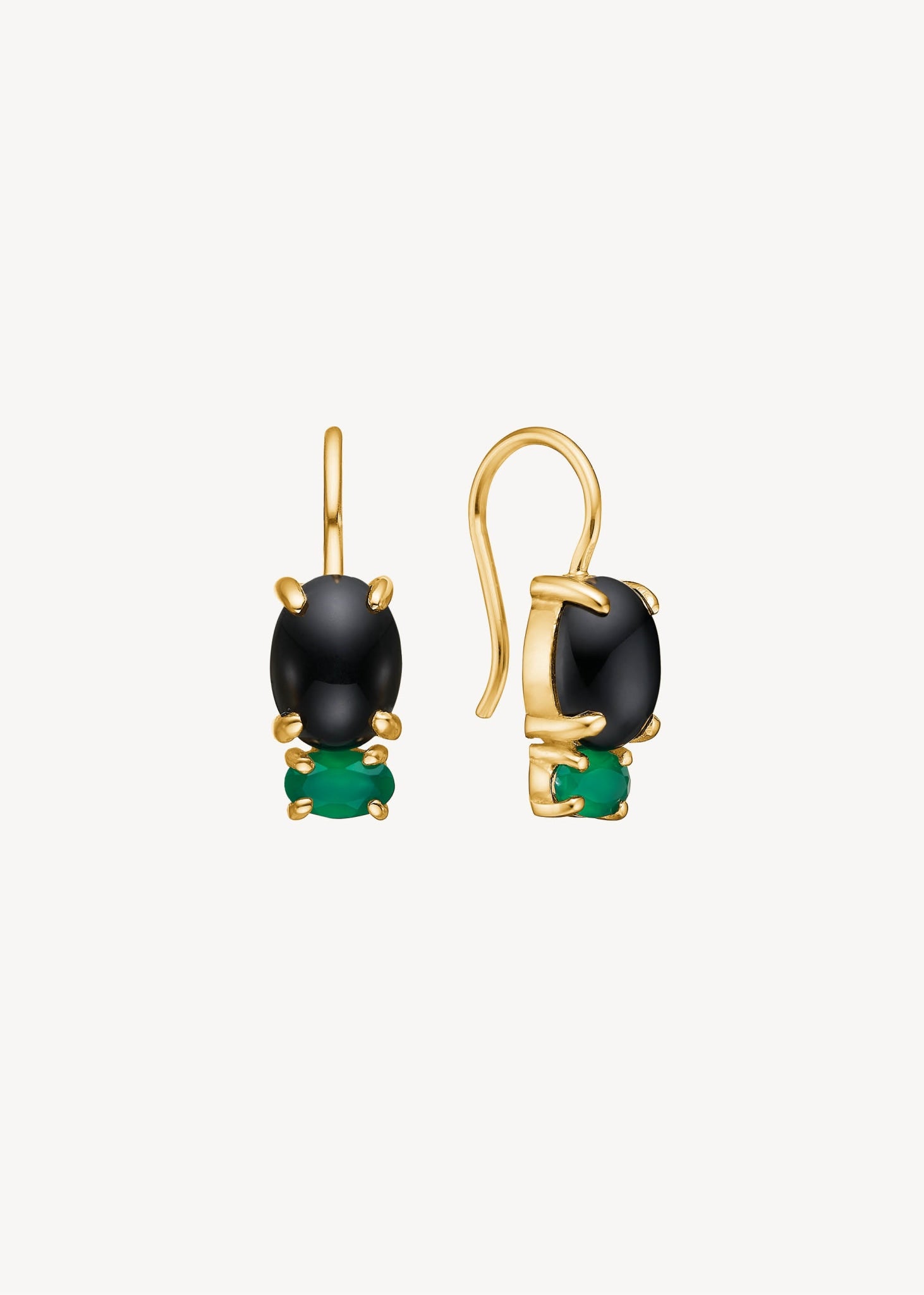 Bennett earrings with Black Agate and Green Agate - gold plated