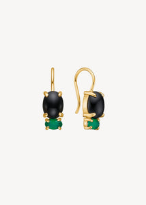 Bennett earrings with Black Agate and Green Agate - gold plated