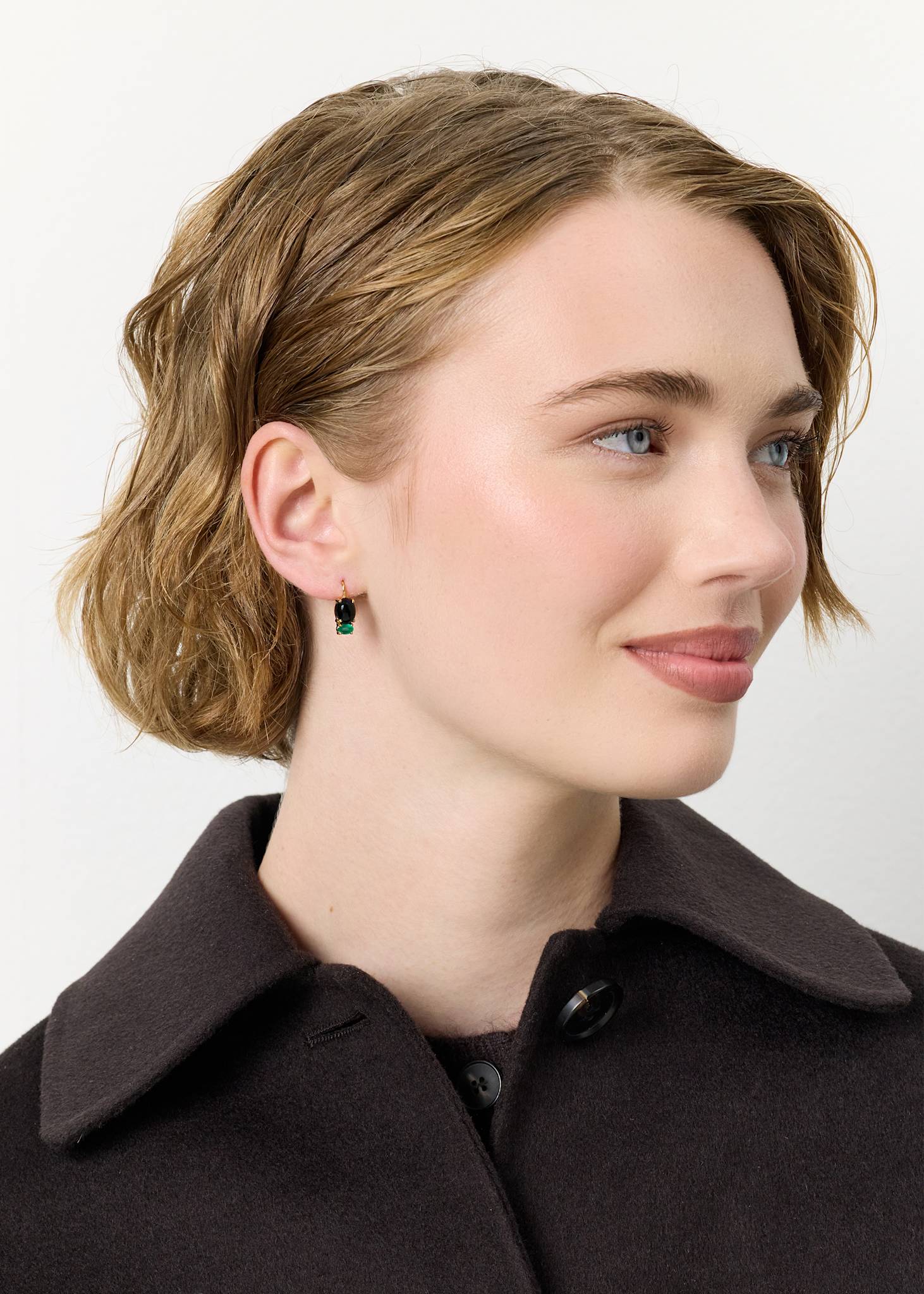 Bennett earrings with Black Agate and Green Agate - gold plated