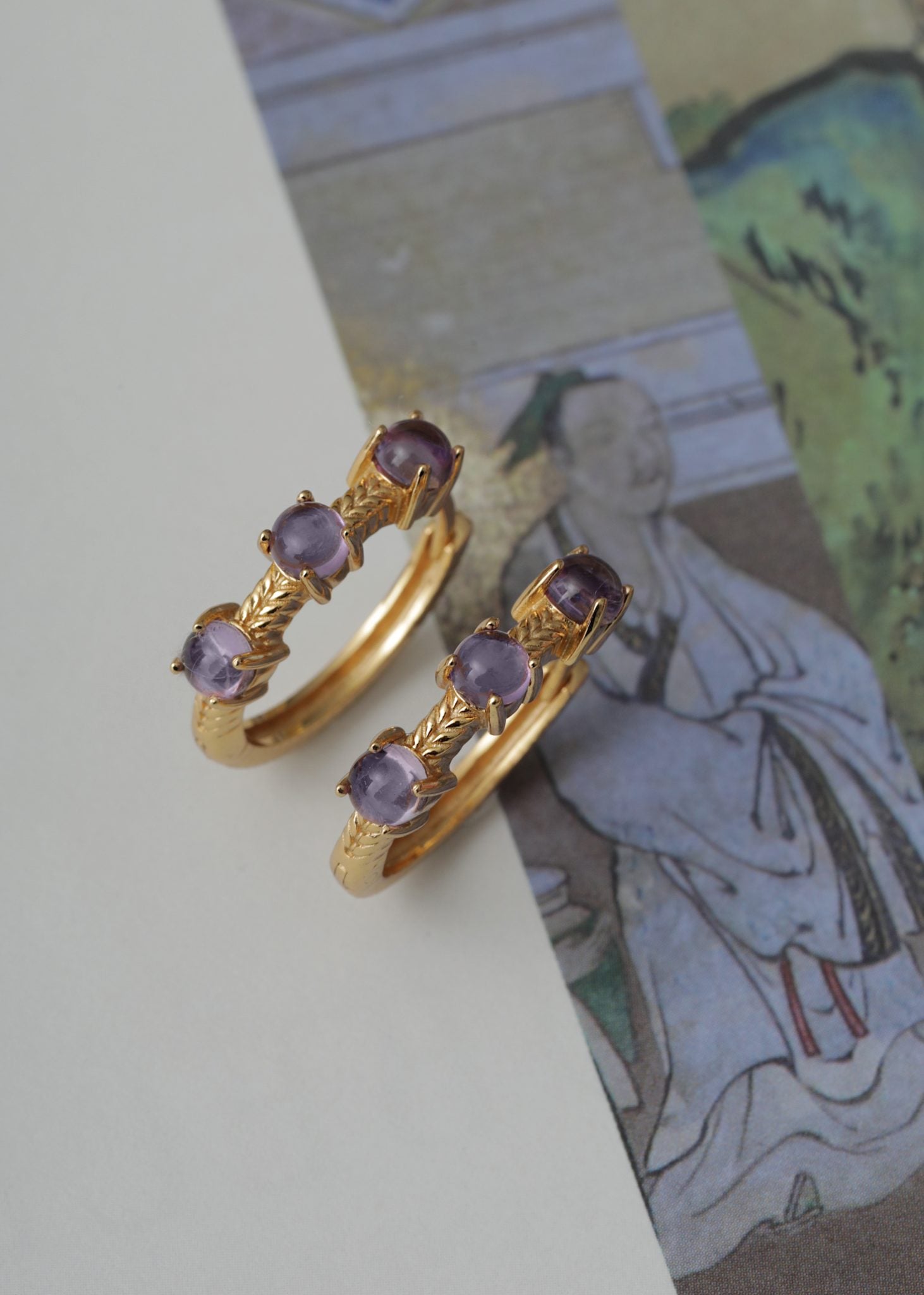 Olalla hoops with Amethyst - gold plated