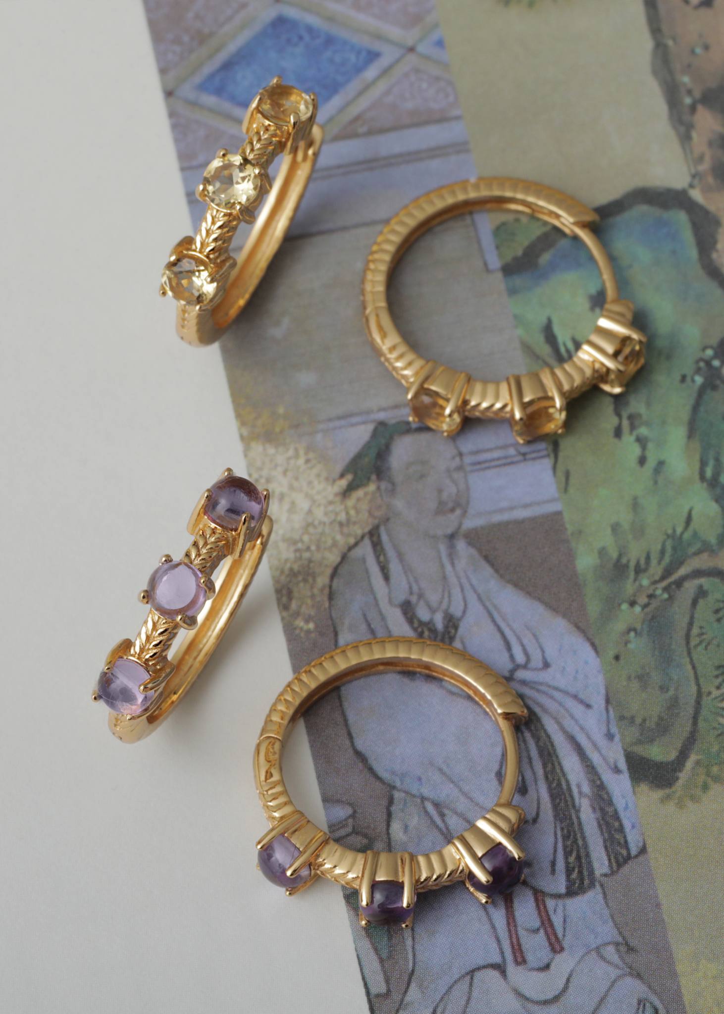 Ollala hoops with Champagne Quartz - gold plated