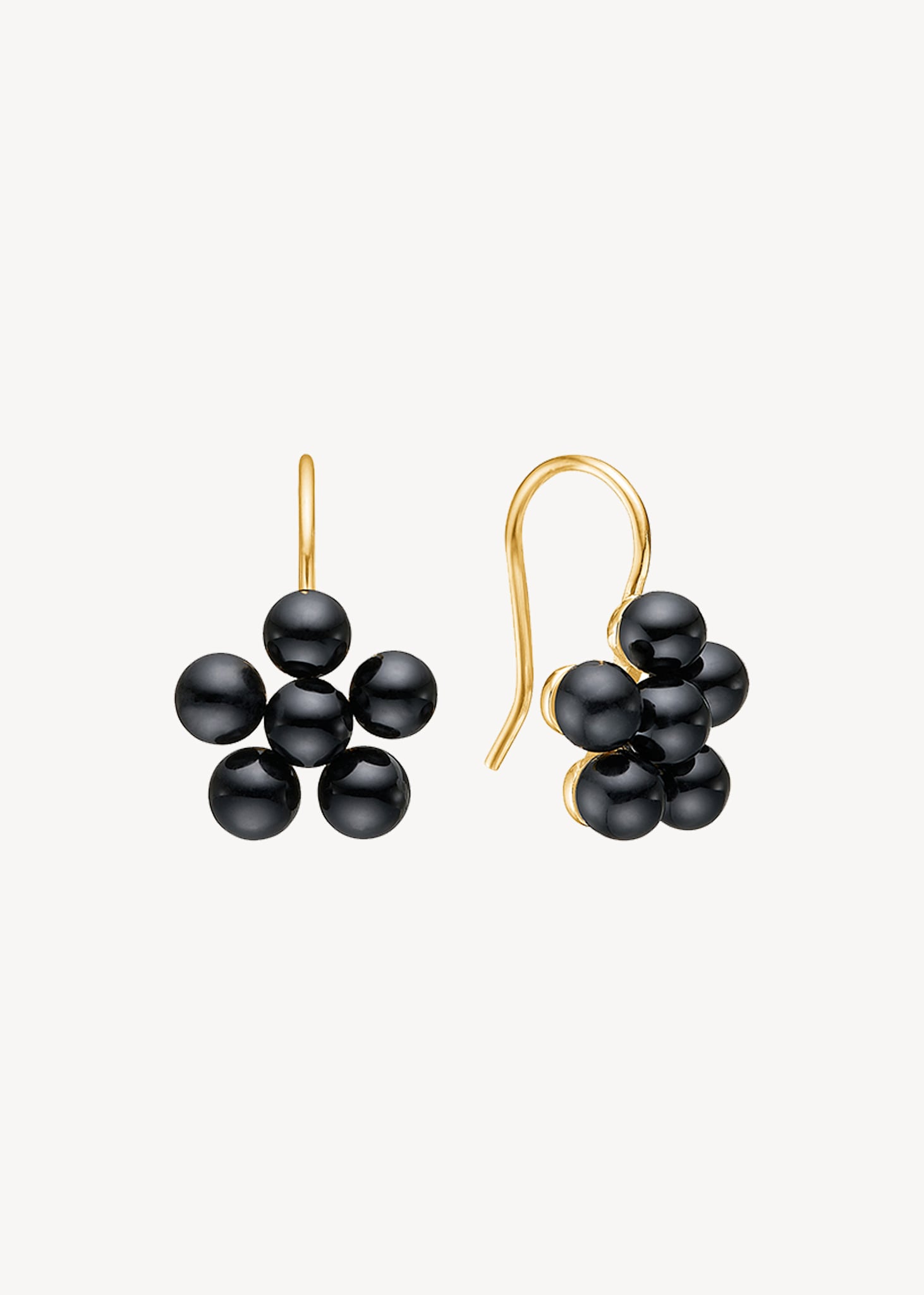 Floret earrings with Black Agate - gold plated