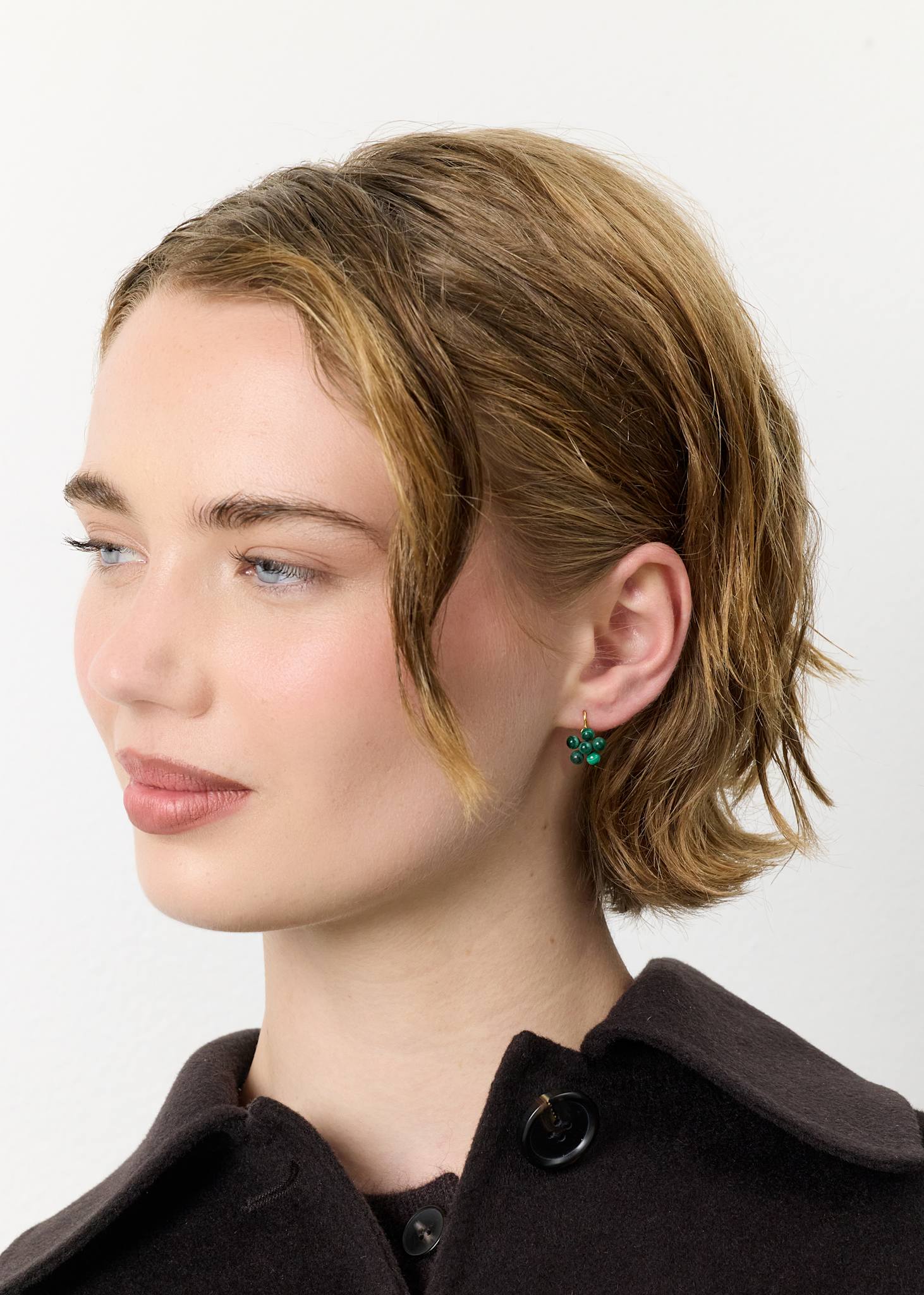 Floret earrings with Malachite - gold plated