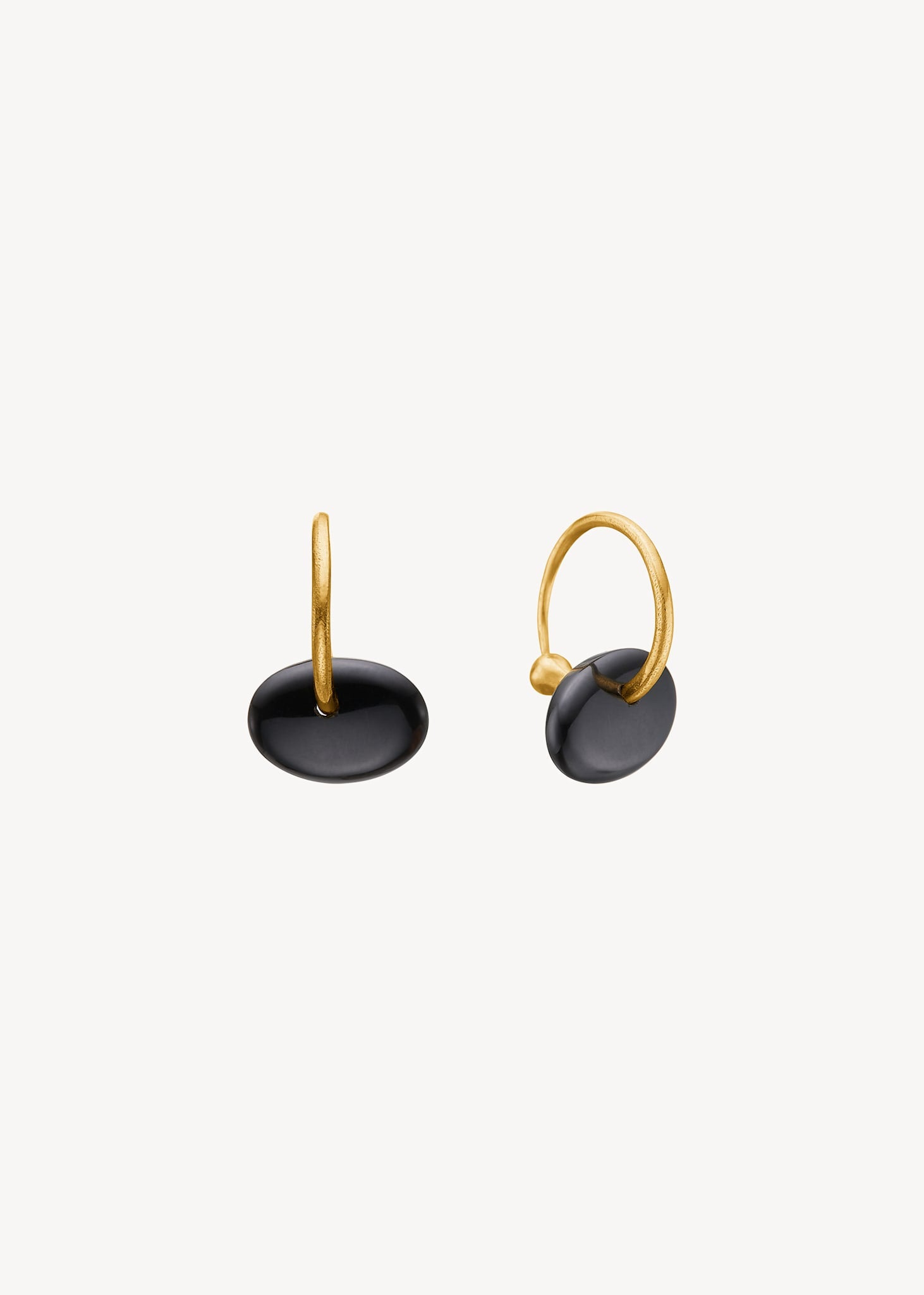 Huggie hoop earrings in gold with recycled Black Agate gemstones for him and her in Danish design, perfect gift for her and gift for him 