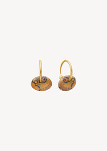 Huggie hoop earrings in gold with recycled Snake Jasper gemstones for him and her in Danish design, perfect gift for her and gift for him 