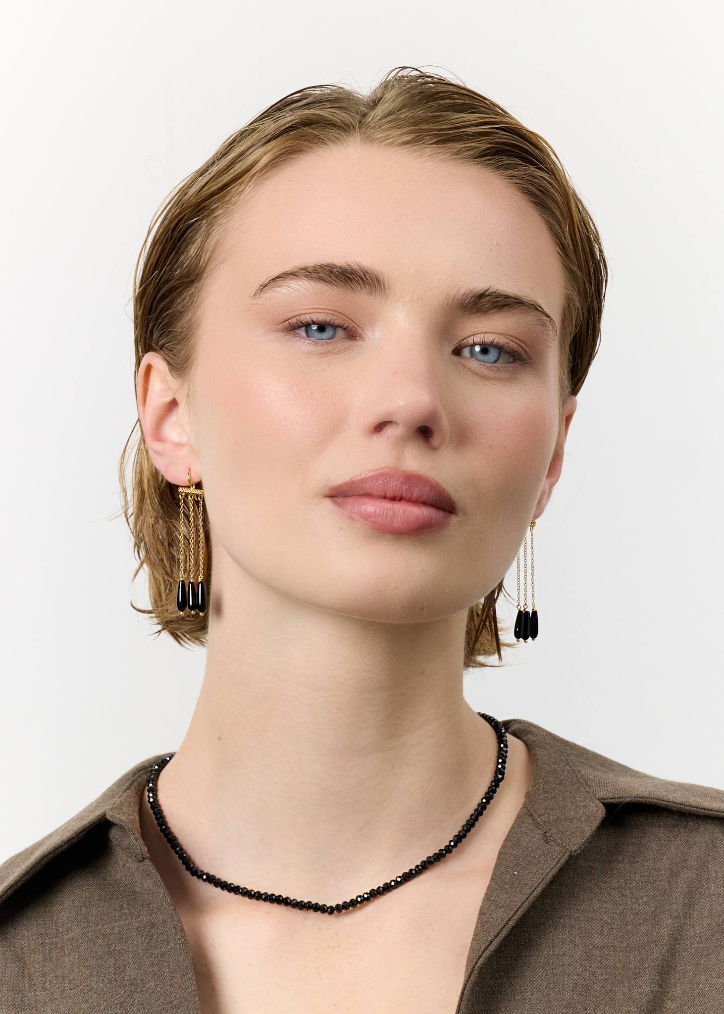 Talitha earrings with Black Agate - gold plated