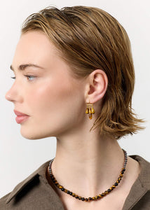 Dani necklace with Peacock Pearls and Tiger's Eye - gold plated