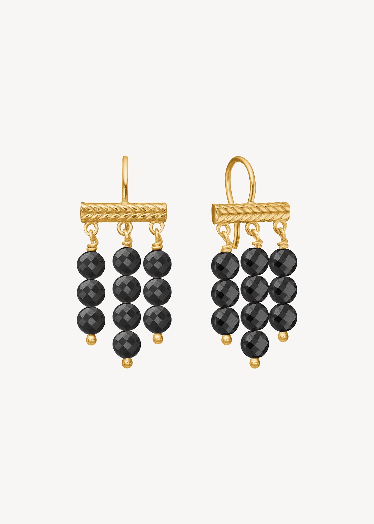 Valentina earrings with Black Spinel - gold plated