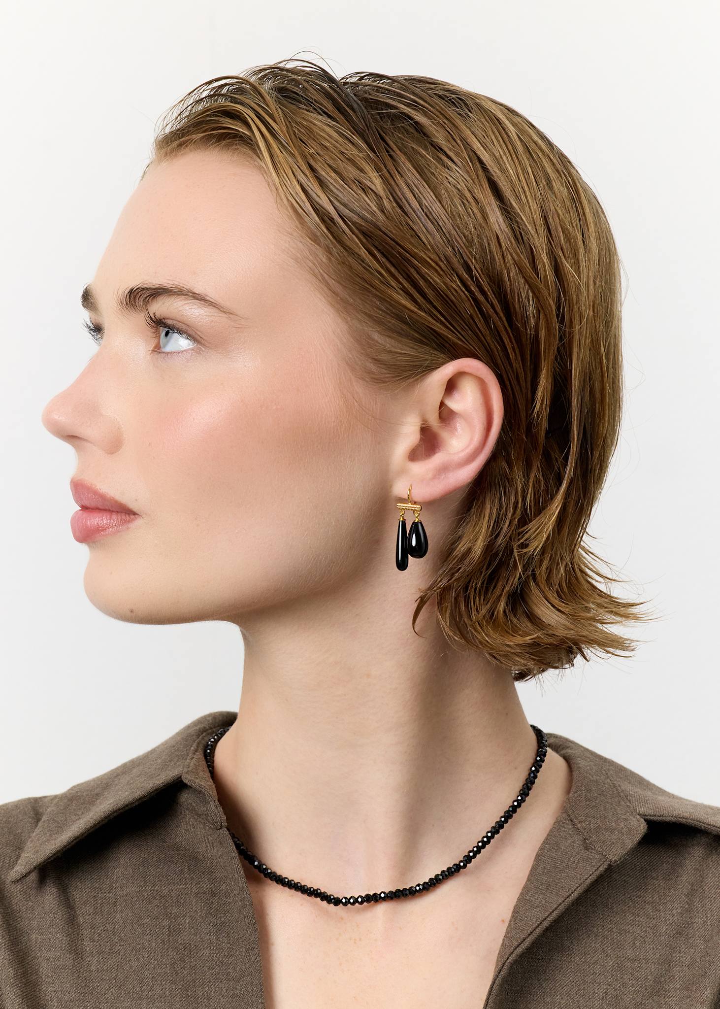 Cicero earrings with Black Agate - gold plated -