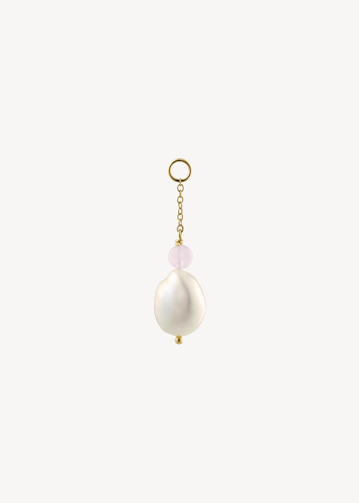 Mazu charm with Pearl og Rose Quartz - gold plated