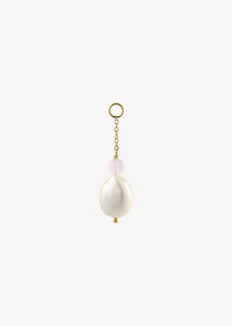 Mazu charm with Pearl og Rose Quartz - gold plated