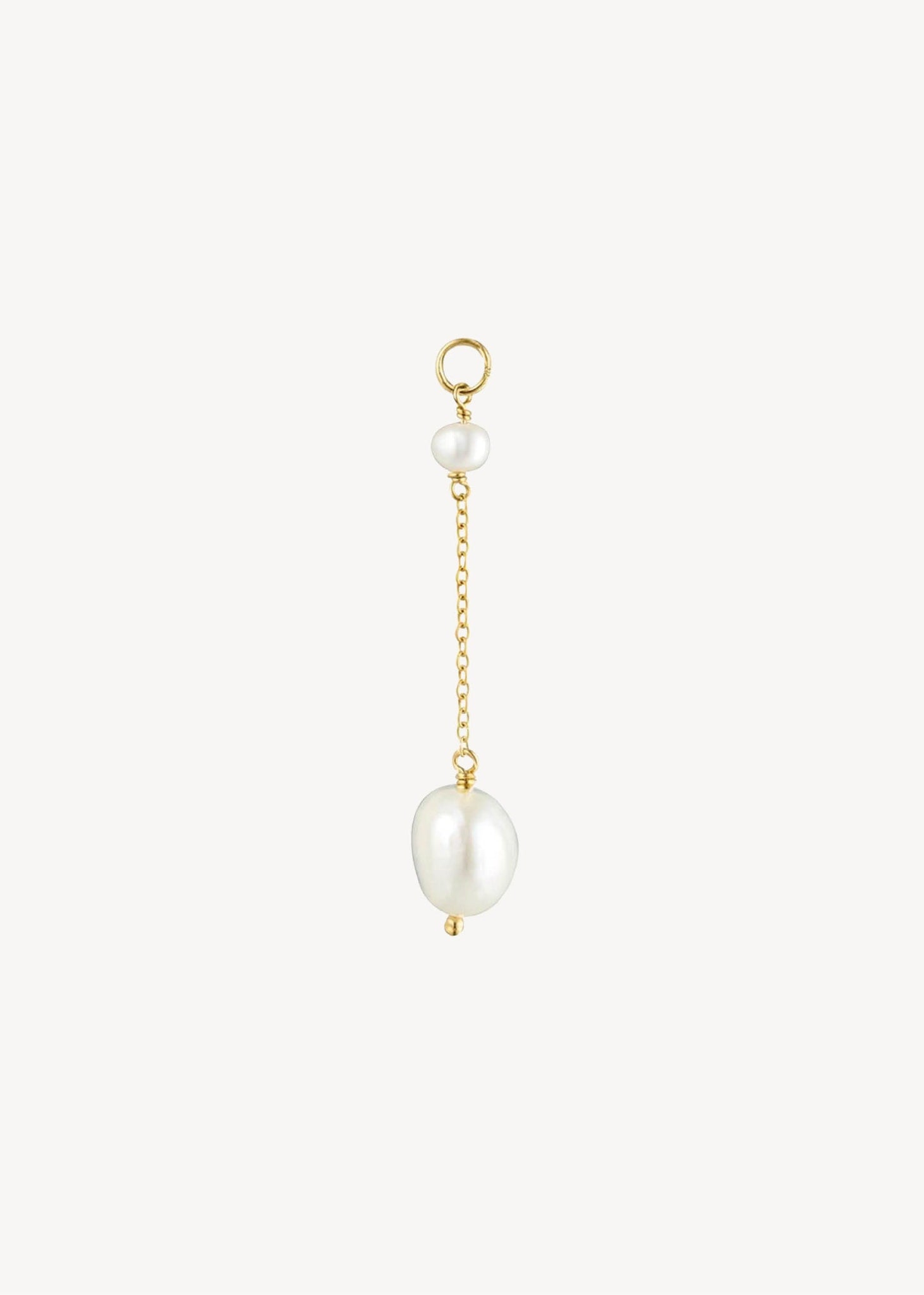 Langt perle charm til øreringe og halskæder med en guld kæde og to hvide ferskvandsperler, perfekt gave til hende og til at designe dine egne hængeøreringe med perler