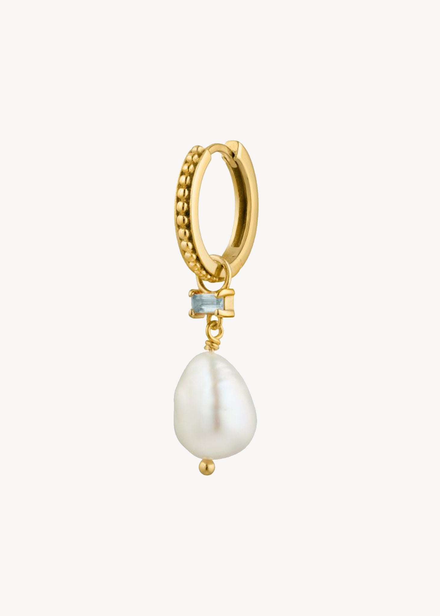 Takumi charm with Blue Topaz and Pearl - gold plated